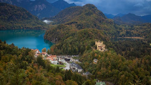 Village of Schwangau on the Alpsee Lake in Bavaria Germany