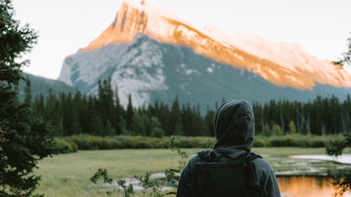 Hiker in the Valley at Dawn