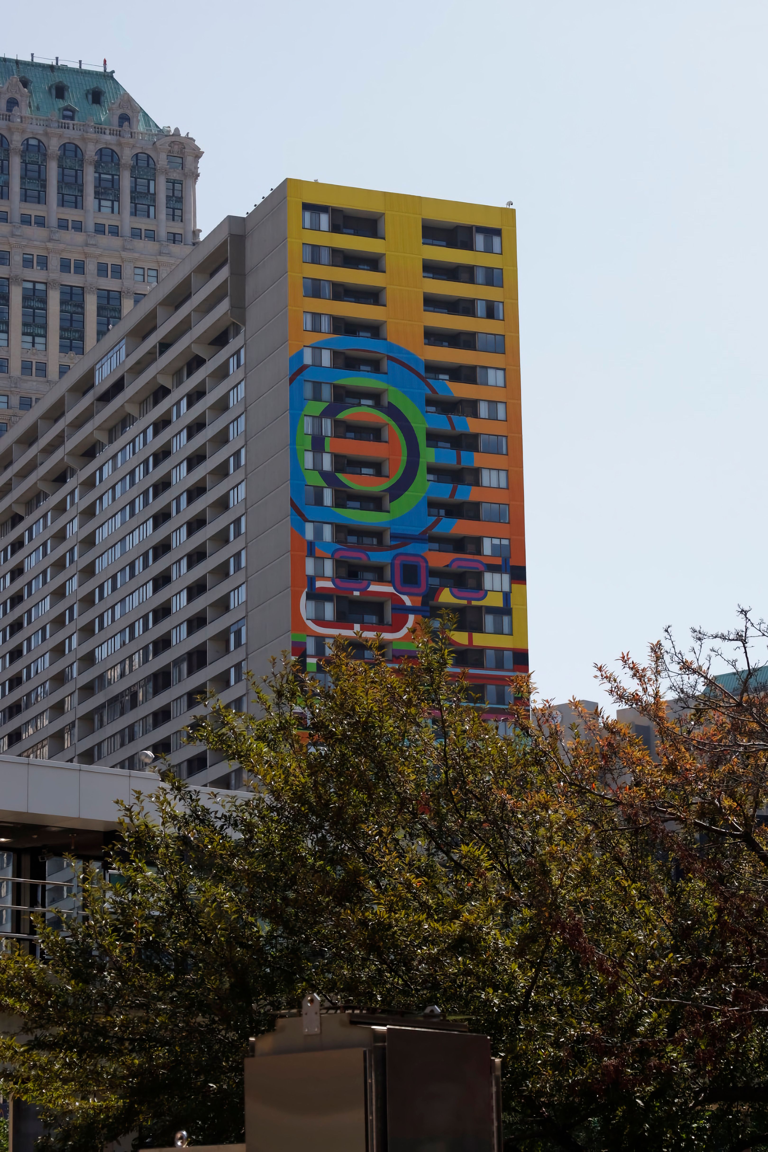 Abstract Mural Rise on a High-rise Apartment Building in Detroit · Free ...
