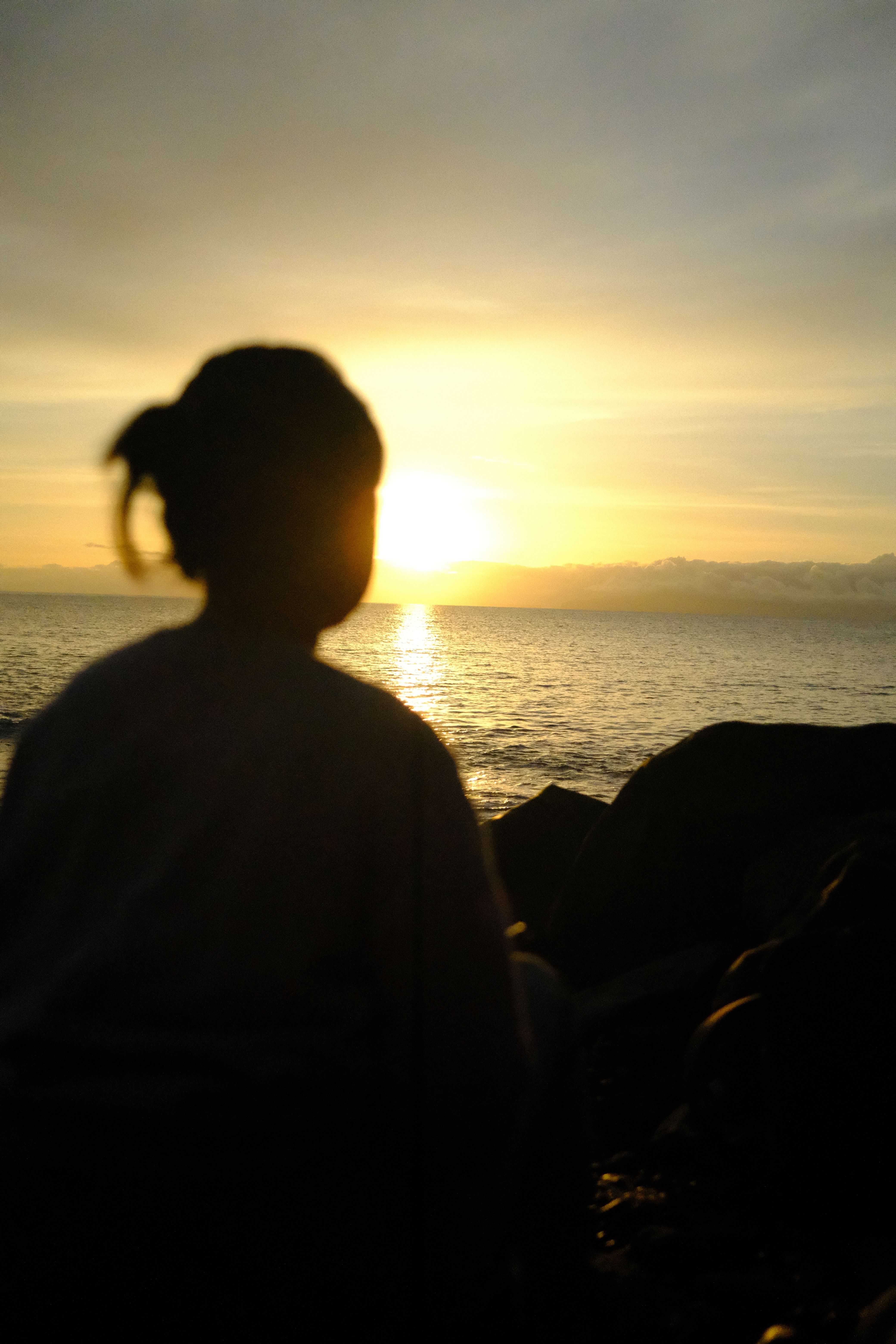 Sunset Sunlight over Woman on Sea Shore · Free Stock Photo