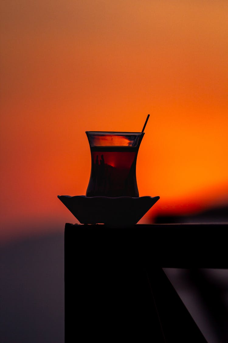 Glass Of Tea At Golden Hour