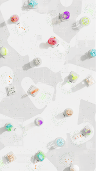 Creative flat lay of vibrant 3D objects on a white backdrop.