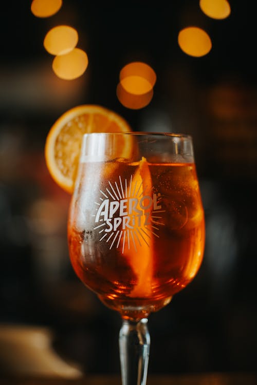 glass of aperol spritz cocktail Stock Photo