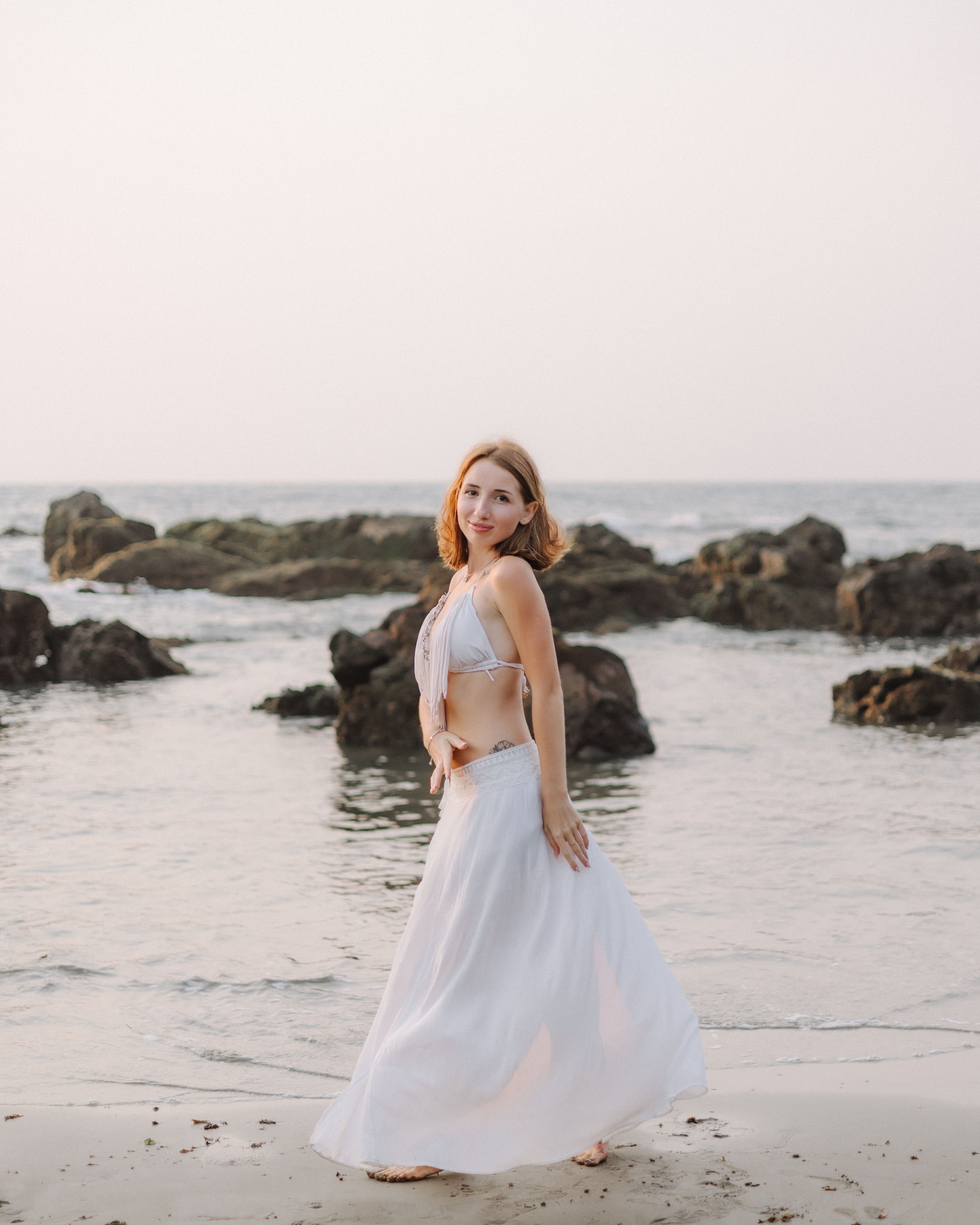 long dresses for the beach Boho Long Summer Sundress  Off-Shoulder Slit Skirt Floral Maxi Dress in White | Women's Boho Fashion | XS