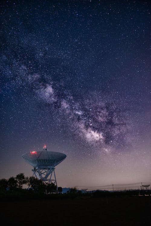 Stars in Night Sky over Radio Telescope