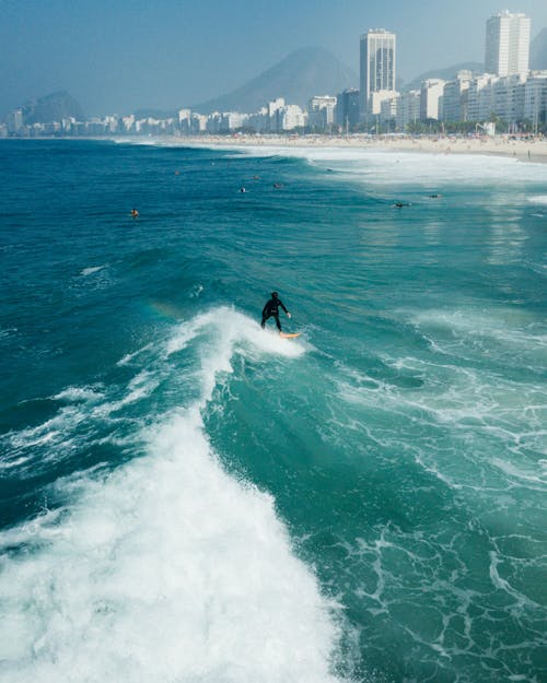 Man Surfing on High Wave