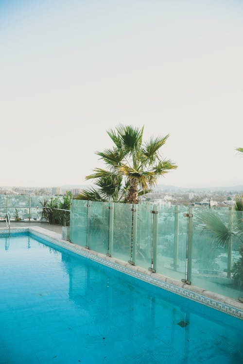 Free A Swimming Pool on the Terrace on a High Floor of a Modern Building  Stock Photo