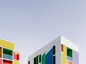 Facade of Modern Colorful Buildings in City