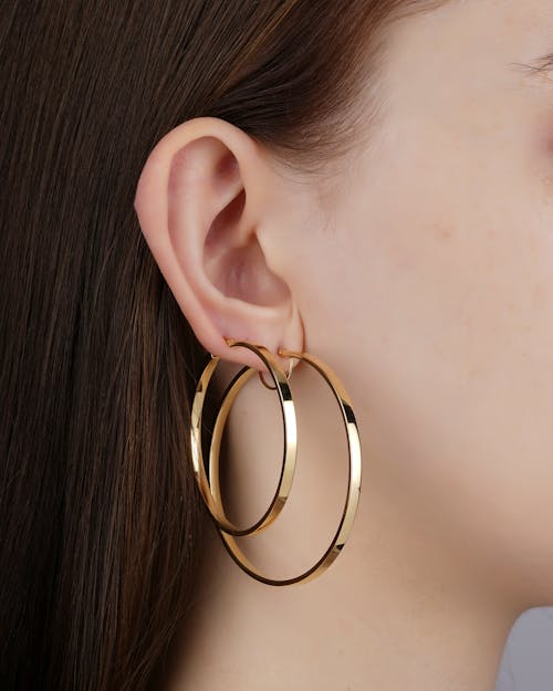 Golden Hoops in Ear