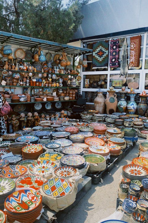 A Shop with Handmade Pottery 