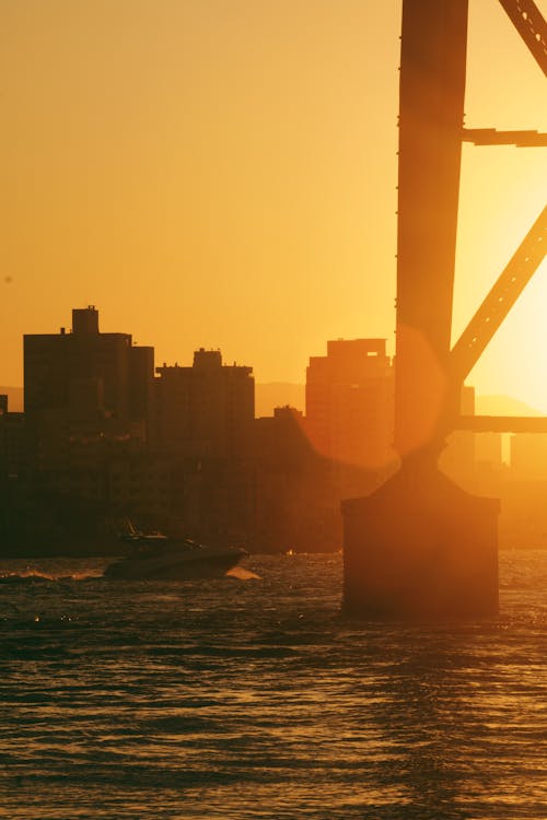 Sea Coast in City at Sunset