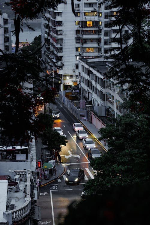 Free View of a Busy Street in the City Stock Photo