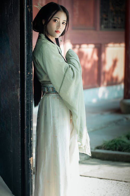 Brunette Woman in Traditional Chinese Dress