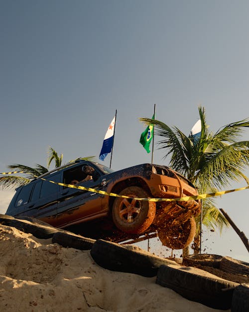 Offroad Car Riding on Desert Landscape on Drag Race