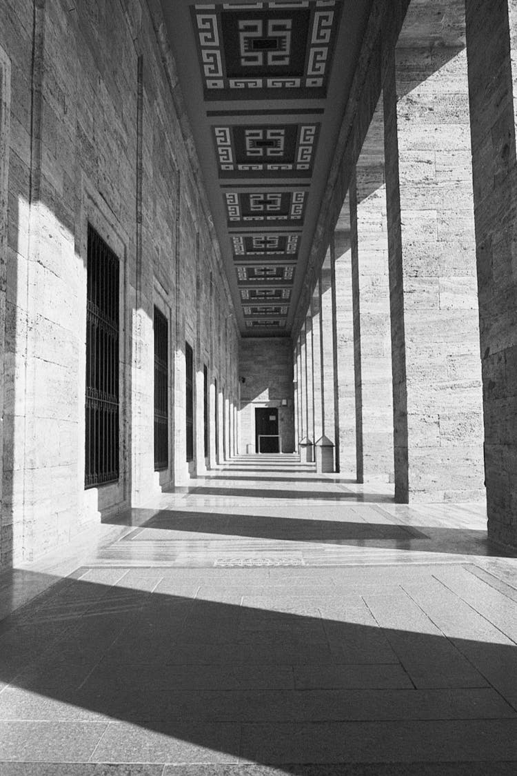 Stone Historic Hall With Columns