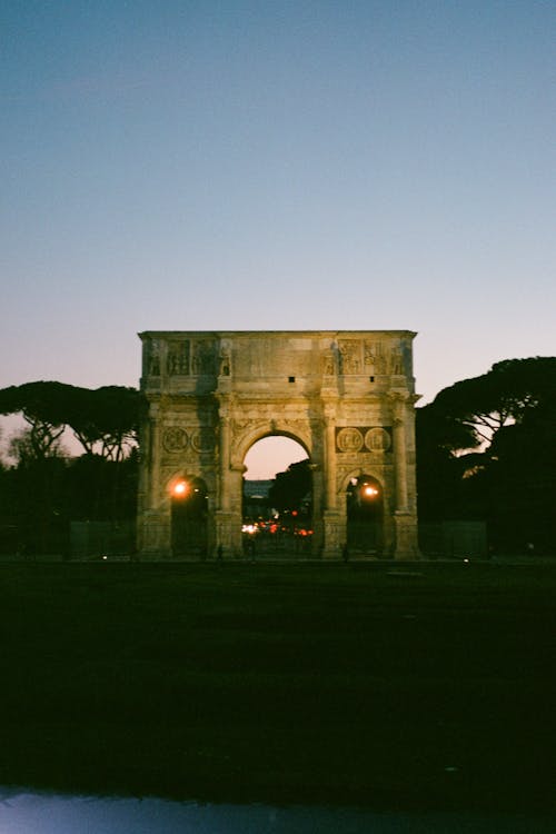 Illuminated Arch in Rome, Italy