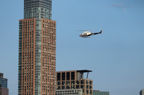 Helicopter Flying by Gotham Point in NYC