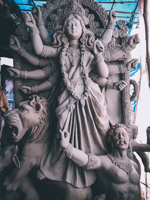 A Carved Statue of Goddess Durga