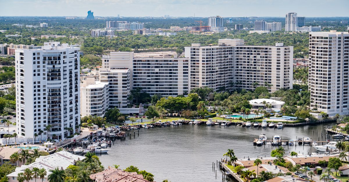 Explore the vibrant urban skyline and waterfront views in Hollywood, Florida.