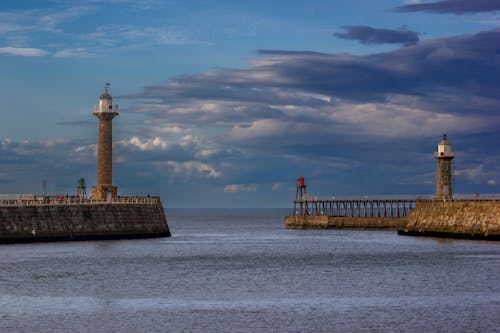 Lighthouses in Bay on Sea Shore