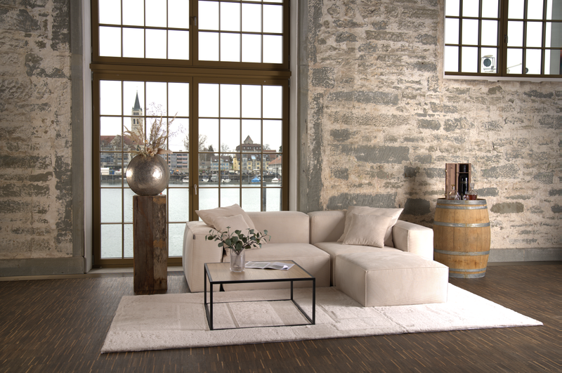 Elegant living room with lake view