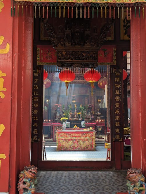 Çin mahallesi, dekorasyonlar, dikey atış içeren Ücretsiz stok fotoğraf