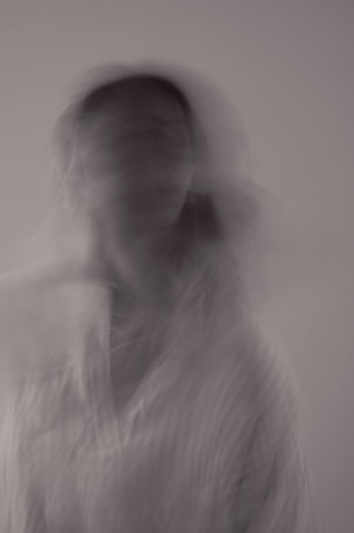 Portrait of Woman in Motion in Black and White 