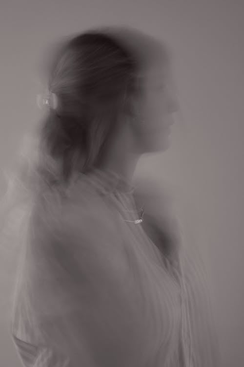 Blurred Woman Portrait in Black and White