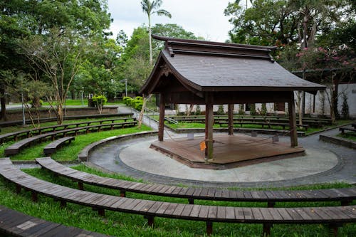 Stage in the Park Surrounded by Benches
