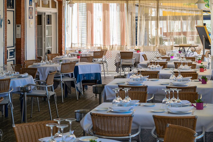 Outdoor restaurant seating area