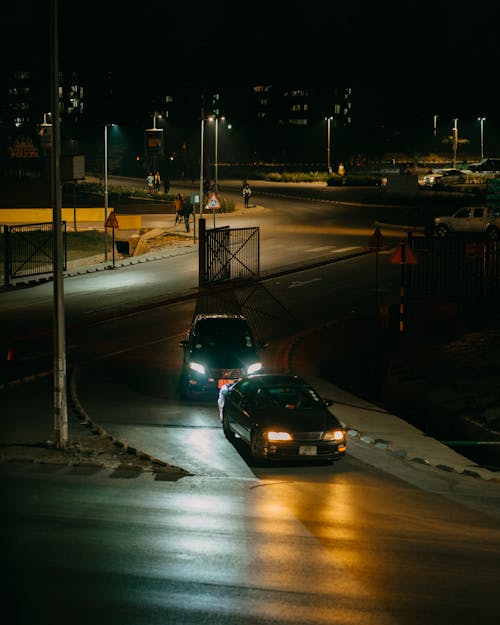 Cars on Street at Night