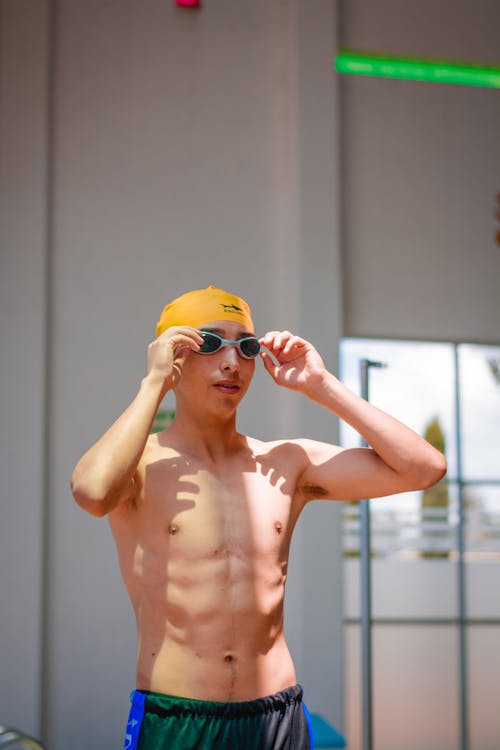 Swimmer in Goggles and Swim Cap