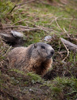 A close-up of a marmot in its natural habitat in Tux, Tirol, Austria. Perfect for wildlife and nature themes.