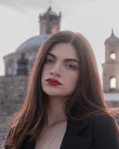 Portrait of Woman Wearing Red Lip