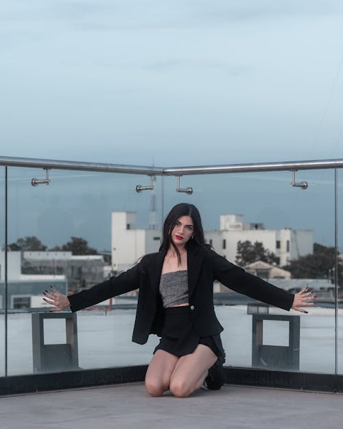 Model Posing in Mini on Rooftop
