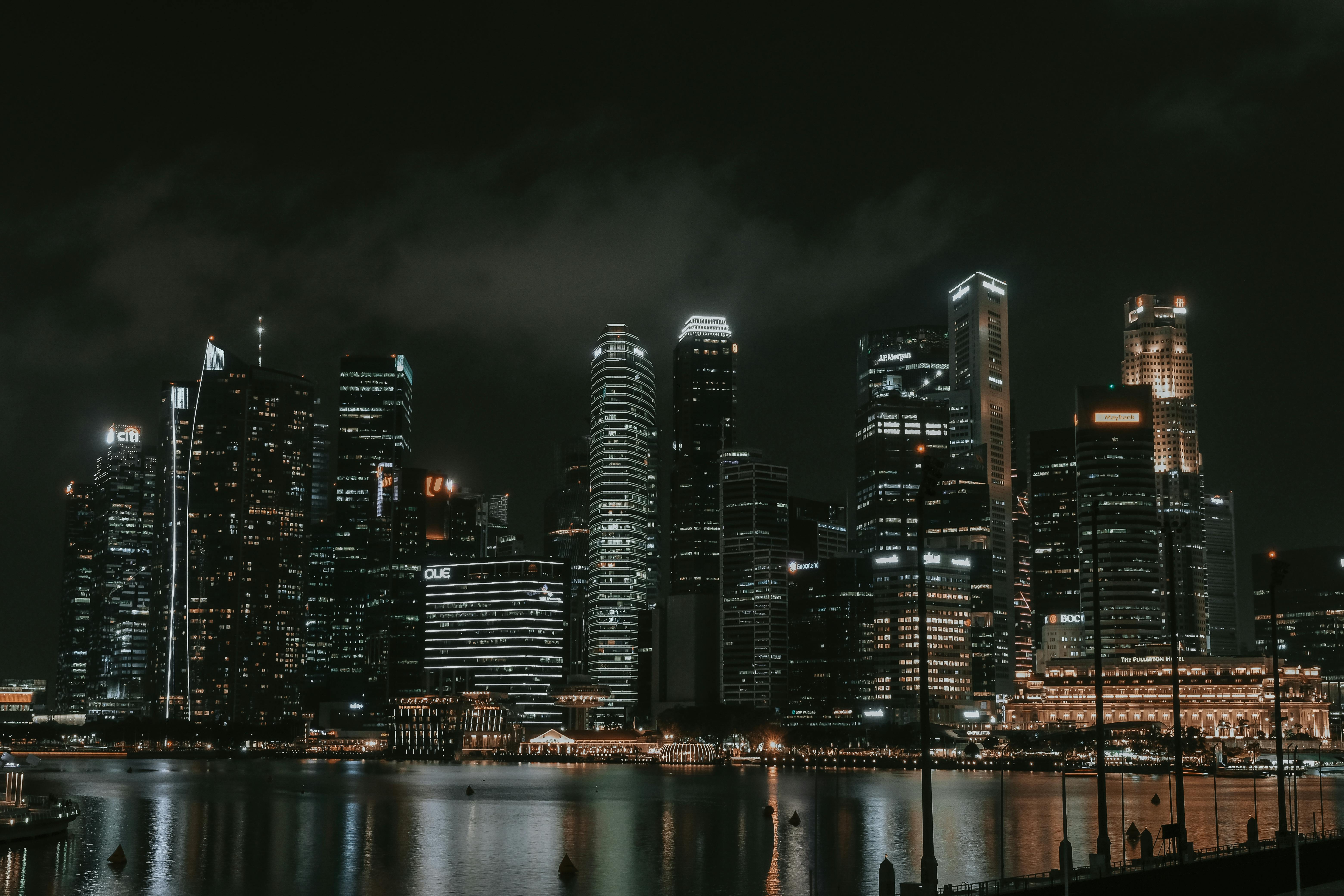 singapore city skyline at night