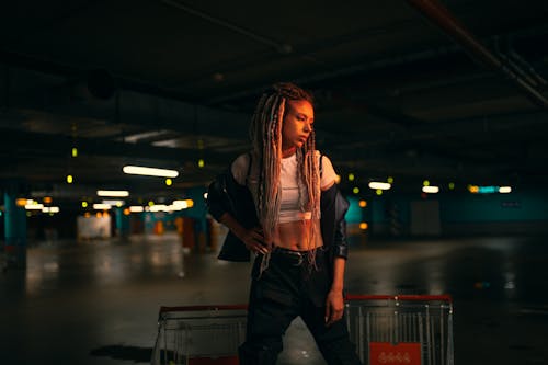 Woman Posing in a Garage