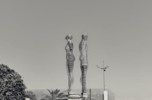 Futuristic Statue in Black and White