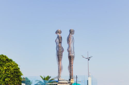 View of the Ali and Nino Sculpture in Batumi, Georgia