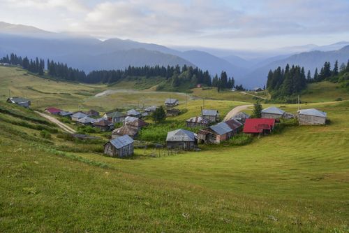 Free Scenic view of a rural village nestled in the stunning Giresun mountains. Stock Photo