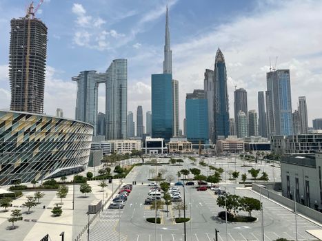 A stunning view of Dubai's skyline featuring the iconic Burj Khalifa and modern architecture.