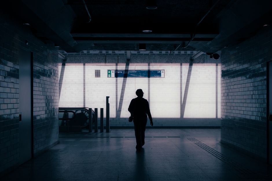Silhouette of a Person in Subway