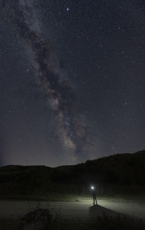 A Silhouette of a Man Under a Starry Night Sky · Free Stock Photo