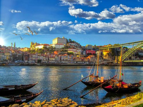 Free Vila Nova de Gaia - barques - Portugal  Stock Photo