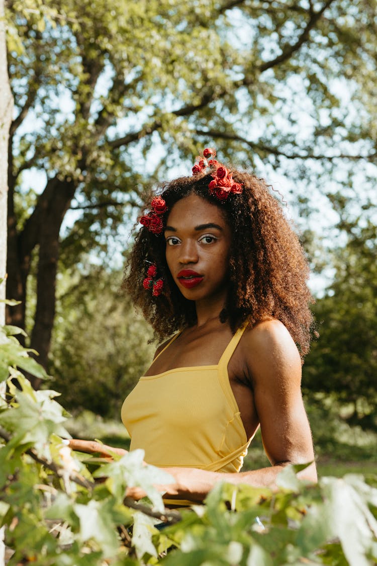 Woman With Flowers In Her Hair