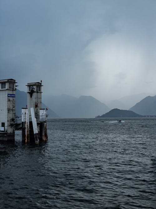 Pier on the Lake Como on a Cloudy Day