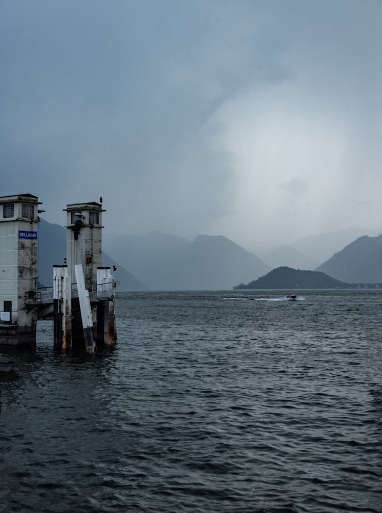 Pier On The Lake Como On A Cloudy Day