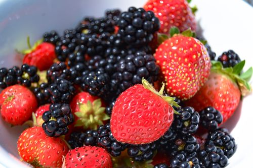 Free Strawberries and Blackberries Stock Photo