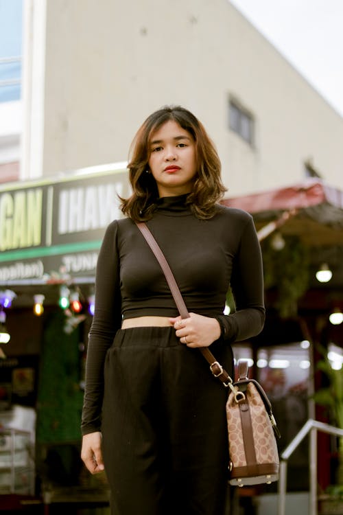 Young Model in Cropped Turtleneck and Pants