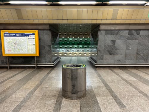 Garbage Bin in Metro Station in Prague